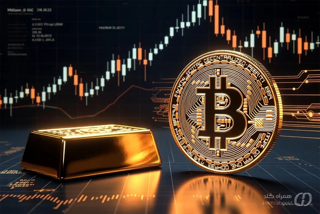 تصویر شاخص: آیا ارز دیجیتال می‌تواند جایگزین طلا شود؟ بررسی مقایسه‌ای بیت‌کوین و طلا